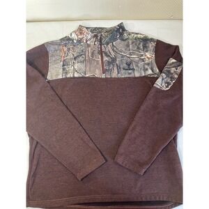 Huntworth Mens 2XL Brown Hiddn Camo Quarter Zip Fleece Pullover 9469-HR/HDN